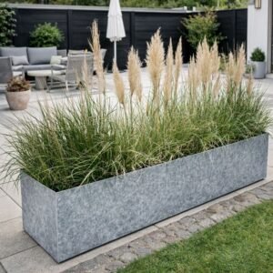 Kvadratisk plantekasse i galvaniseret stål – fuldsvejst 40x40 cm