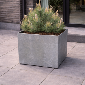 Kvadratisk plantekasse i galvaniseret stål – fuldsvejst 40x40 cm