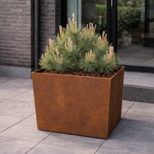 Fuldsvejst kvadratisk plantekasse i cortenstål 40x40 cm