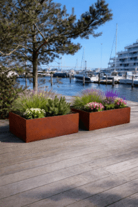 Corten plantekasser fuldsvejst stål til have og terrasse